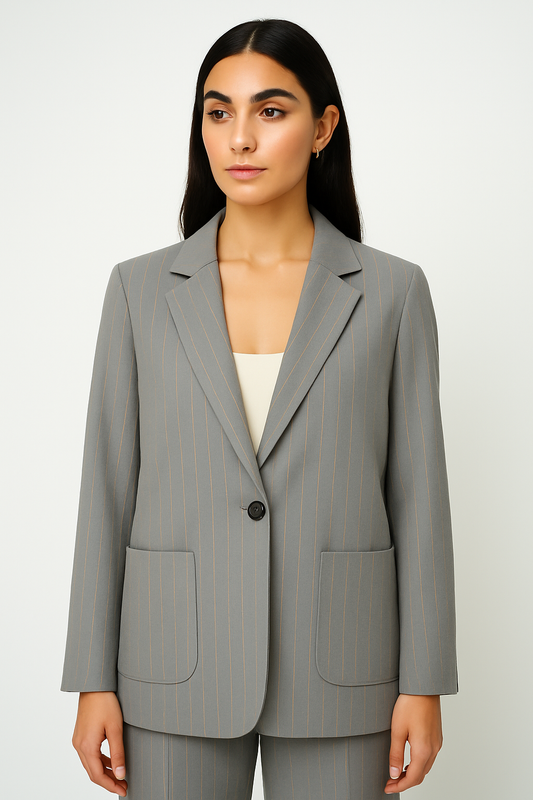 Pinstripe Single-Breasted Blazer
