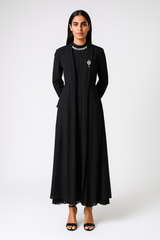 طقم مكون من قطعتين بتصميم مكسّر (فستان بلا أكمام + كارديغان)