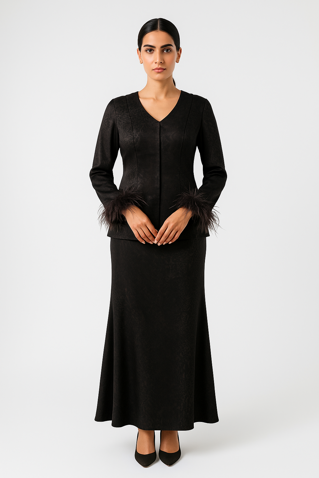 Feather-Cuff Tailored Blouse - Montania Shop