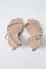 Minimalist Nude Strap Sandals – Square Toe Mid Heels