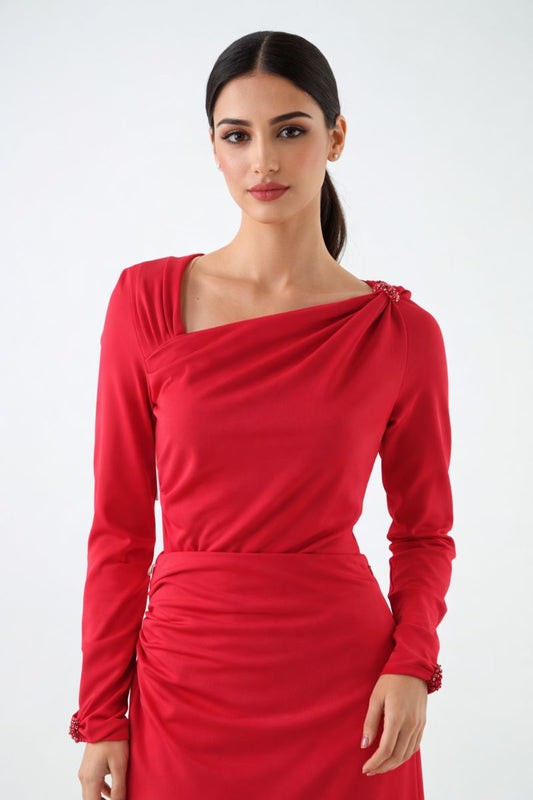 Asymmetric Embellished Blouse