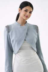 Embellished Cropped Overlay Jacket - Montania Shop