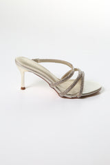 Women's Evening Heeled Sandals with Elegant Crystal Straps