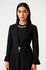 طقم مكون من قطعتين بتصميم مكسّر (فستان بلا أكمام + كارديغان)