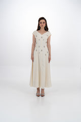 Crystal-Embellished Off‑Shoulder A‑Line Gown