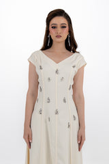 Crystal-Embellished Off‑Shoulder A‑Line Gown