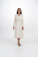 جاكيت كروب من قماش بروكيد بنقشة زهور وياقة كلاسيكية