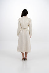 جاكيت كروب من قماش بروكيد بنقشة زهور وياقة كلاسيكية