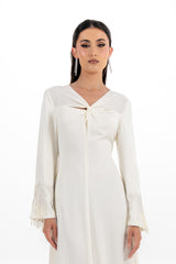 Twist Front Maxi Dress with Stone Tassel Cuffs
