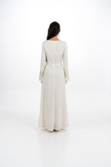 Twist Front Maxi Dress with Stone Tassel Cuffs