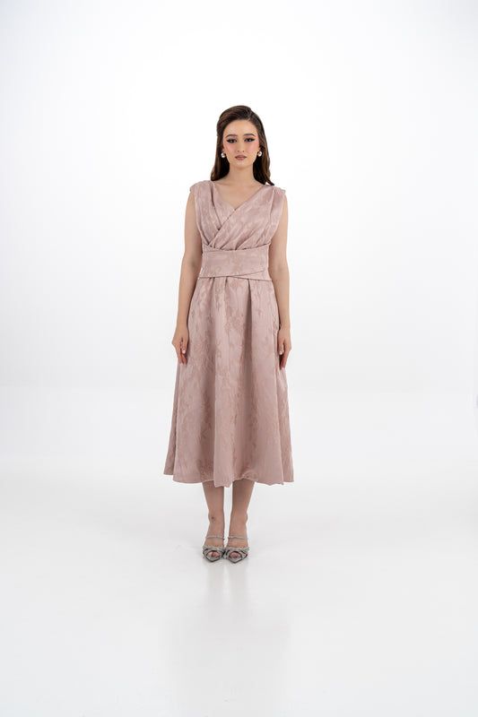 Sleeveless Brocade Midi Dress