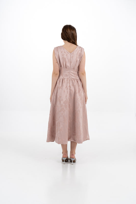 Sleeveless Brocade Midi Dress