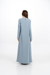 Embellished Collar Dress with Long Cardigan