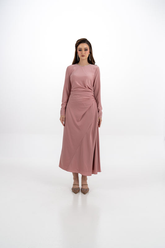 Ruched Matte Midi Dress