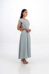 Crystal-Embellished Off‑Shoulder A‑Line Gown