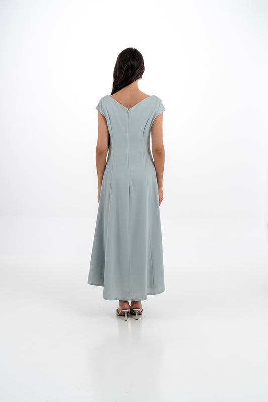 Crystal-Embellished Off‑Shoulder A‑Line Gown