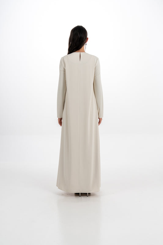 Embellished Collar Dress with Long Cardigan