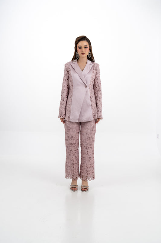 Satin Panel Embroidered Lace Jacket