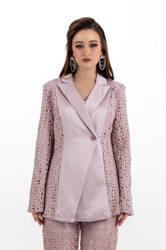 Satin Panel Embroidered Lace Jacket