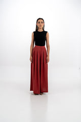 High-Waisted Wide-Leg Pleated Pants