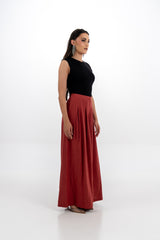 High-Waisted Wide-Leg Pleated Pants