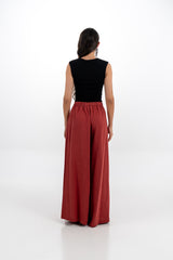 High-Waisted Wide-Leg Pleated Pants