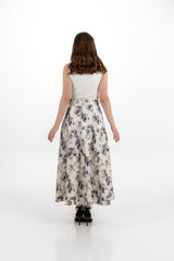Floral Jacquard Pleated Skirt