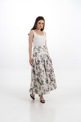 Floral Jacquard Pleated Skirt