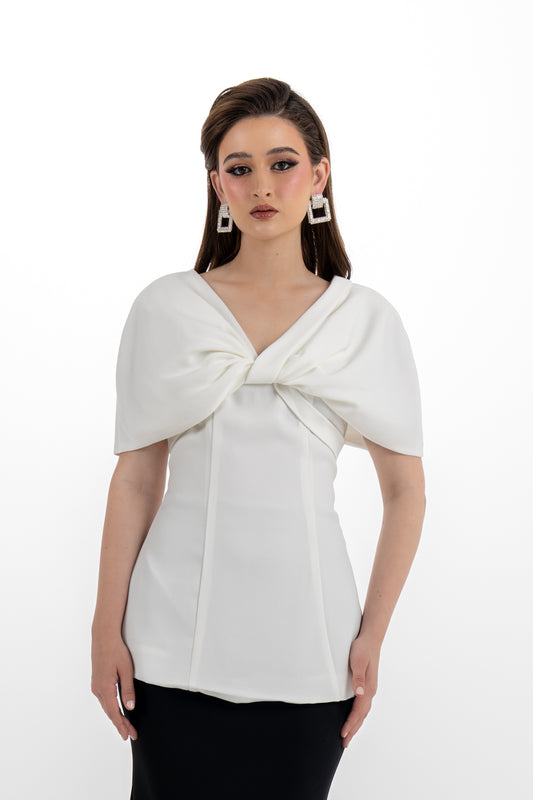 Draped Bow Cape Blouse