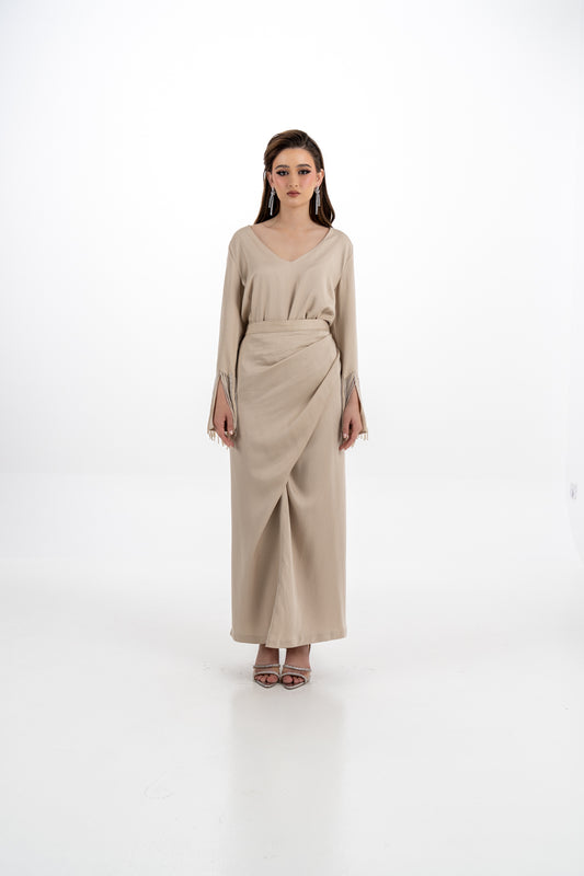 Asymmetrical Wrap Skirt with Waist Tie