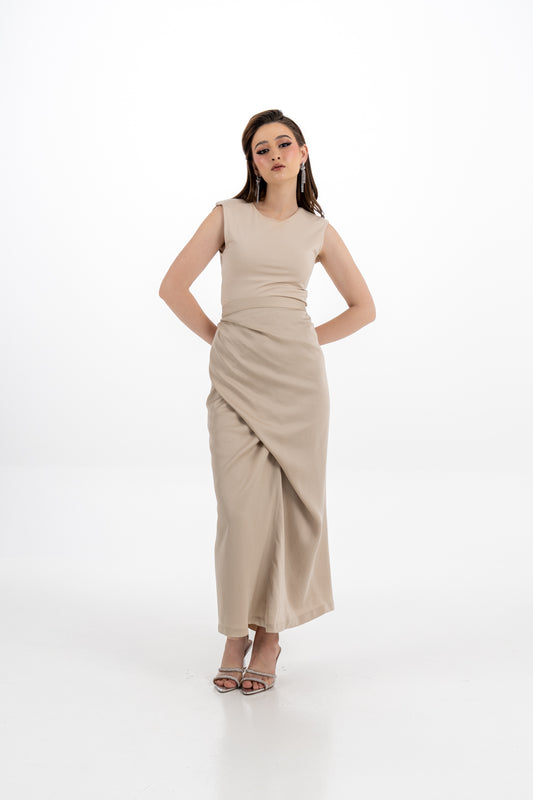 Asymmetrical Wrap Skirt with Waist Tie