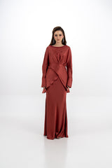 Embellished Draped Satin Blouse