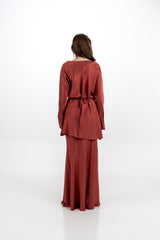 Embellished Draped Satin Blouse