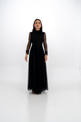 Pleated Maxi Dress with Removable Embellished Jacket