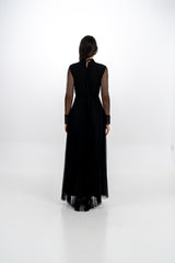 Pleated Maxi Dress with Removable Embellished Jacket