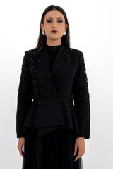 Pleated Maxi Dress with Removable Embellished Jacket