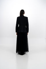 Pleated Maxi Dress with Removable Embellished Jacket