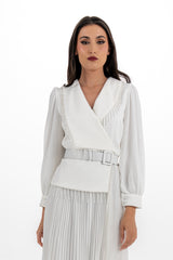 Elegant Pleated Maxi Dress with Beaded Detailing