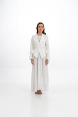 Pleated Maxi Dress with Embellished Removable Jacket