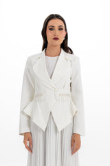 Pleated Maxi Dress with Embellished Removable Jacket