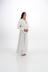 Pleated Maxi Dress with Embellished Removable Jacket