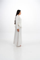 Pleated Maxi Dress with Embellished Removable Jacket