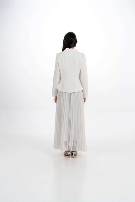 فستان ماكسي بكسرات مع جاكيت مزين قابل للإزالة