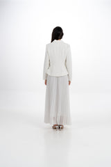 Pleated Maxi Dress with Embellished Removable Jacket