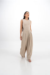 High-Waisted Wide-Leg Pleated Pants