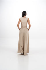 High-Waisted Wide-Leg Pleated Pants