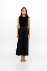 Wide-Leg Shimmer Pant with Elastic Waist
