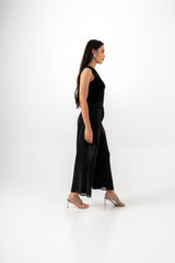 Wide-Leg Shimmer Pant with Elastic Waist
