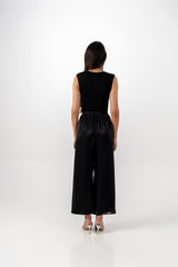 Wide-Leg Shimmer Pant with Elastic Waist