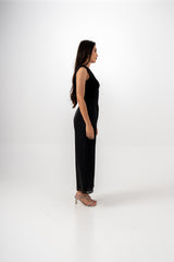 Wide-Leg Shimmer Pant with Elastic Waist